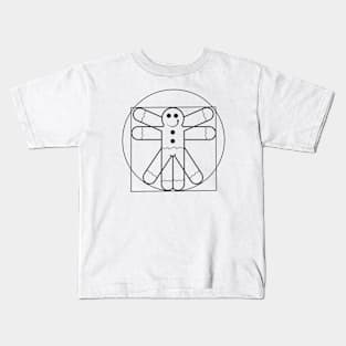 Gingerbread Man Da Vinci (black print) Kids T-Shirt